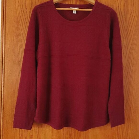 Pretty Wine Colored Croft & Barrow Textured Knit Scoop Neck Sweater Sz PXL - Picture 1 of 5